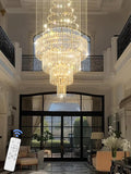 D32''X H100'' Large Crystal Chandelier Lighting, Modern LED Round Raindrop Flush Mount Ceiling Light Fixture for Hotel Staircase Hallway Modern Crystal Chandelier Suitable for Sloping Ceiling-Ruum Studio Home