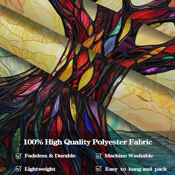 Lunerfex Tree of Life Tapestry Stained Glass Tapestry Wall Decor Tapestries for Bedroom Art Tapestries Wall Hanging for Bedroom Living Room Glass-Tree-01 70"x90"-Ruum Studio Home