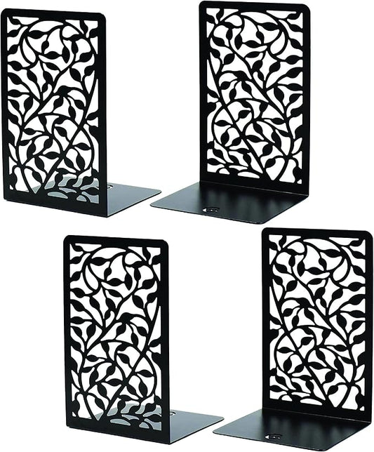 CNK Book Ends Bookends for Decorative Books Holder Bookend Shelves End Hold Heavy Duty Holders Stoppers Metal Stopper Cute Boho Bookshelf Holds Cookbook Office Home Set of 4 Bookends Pair Black-Ruum Studio Home