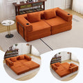 78" W Loveseat Sofa, 4 in 1 Convertible Floor Sofa Bed, Boneless Cloud Couch with Cup Holder, Fold Out Floor Couch, Loveseat Recliner Sleeper for Living Room Bedroom Lounge(Corduroy, White)-Ruum Studio Home