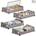 Yecaye Under Bed Storage with Wheels, 4 Pack Under Bed Storage Containers with Clear Lids & Label, XXL Large Lapacity Rolling Under Bed Drawers for Clothes, Shoes, Blankets-Ruum Studio Home