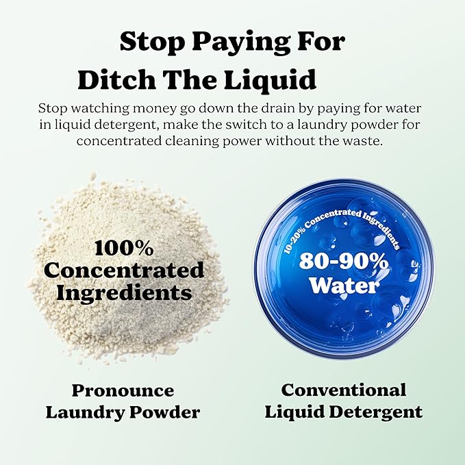 Pronounce Laundry Detergent Powder Alternative | Non-Toxic, Eco-Friendly, Natural for Sensitive Skin, Eczema, and Babies. Stain + Smell Fighting. HE Safe (Peppermint, 120 Loads)-Ruum Studio Home