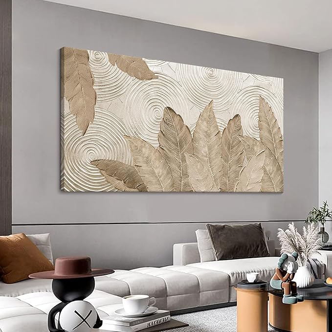 Minimalist & Modern Art for Bedroom Decor Framed Abstract Artwork for Walls Neutral & Contemporary Beige Wall art - Artwork for Living Room and Boho Style Large Abstract Wall Art 29×58IN-Ruum Studio Home