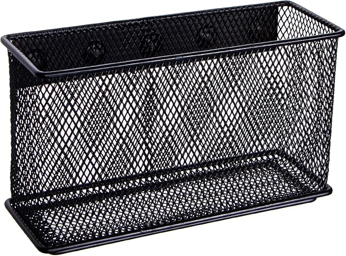 dedoot Magnetic Basket for refrigerator Storage Magnetic Pencil Holder Basket Mesh Black Strong Magnetic Pen Holder for Refrigerator,Whiteboard, Locker, Home and Office Organizer, 6.3x2.3x3.6inch-Ruum Studio Home