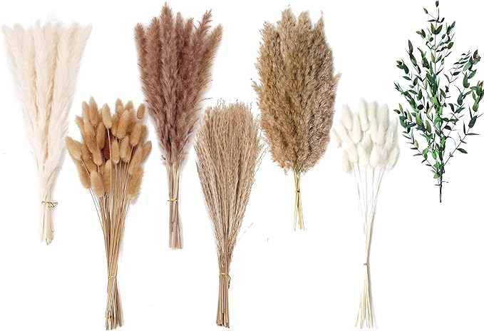123 PCS Dried Flower Bouquet – Pampas Grass, Floral Decor for Home, Wedding, and Boho Style | Perfect for Vases, Fall, Spring, Summer, and Winter Arrangements-Ruum Studio Home