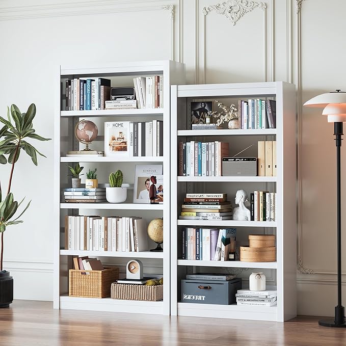 Bookshelf, 5 Tier Bookshelf with Adjustable Shelves, 69" H Tall Bookcase, Metal Bookshelves and Heavy Duty Bookcases for Living Rooms, Home Offices, Library, 10 Minutes Assemble-Ruum Studio Home