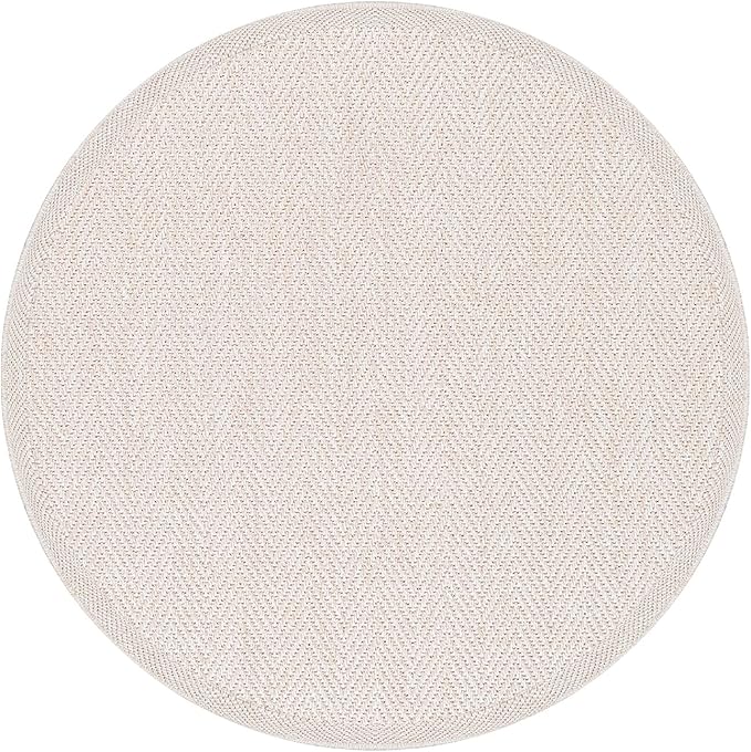 CAMILSON Easy Jute Round Rug 4ft Indoor Outdoor Off-White Color Fiber Area Rugs for Living Room and Patio Rug Herringbone Boho Woven Design Easy-Cleaning Washable Outside Carpet Alfombras (4 Round)-Ruum Studio Home