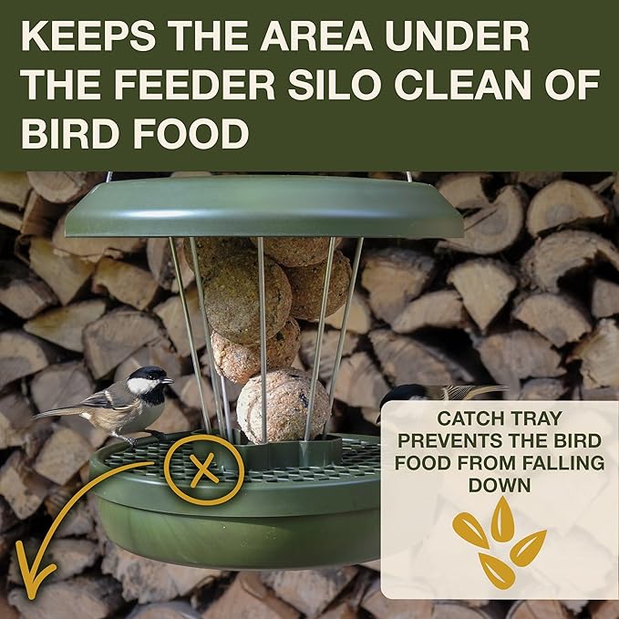 SWISSINNO No Mess Bird Feeder Lucerne Smart Birds for Fat Balls - Feed Birds, not mice & Rats! Robust & Reliable for Hanging - Green-Ruum Studio Home