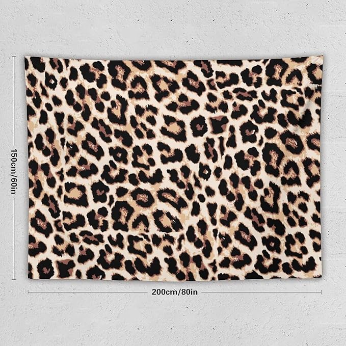 HZOHNAGO Leopard Print Tapestry Rustic Brown Leopard Wild Animal Printed Wall Tapestry Painting Wall Hanging for Bedroom Living Room Dorm 80" W x 60" H-Ruum Studio Home
