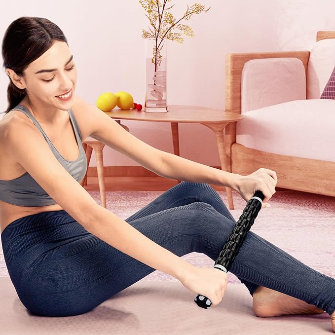 Yansyi Muscle Roller Stick for Athletes - Body Massage Roller Stick - Release Myofascial Trigger Points Reduce Muscle Soreness Tightness Leg Cramps & Back Pain for Physical Therapy & Recovery (White)-Ruum Studio Home