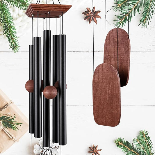 Wind Chimes for Outside Deep Tone, 36in Sympathy Wind Chimes Outdoor Clearance, Gifts for Mother's Day and Christmas, Outdoor Decor for Garden, Patio, Yard（Wood Wind Chime, Black）-Ruum Studio Home