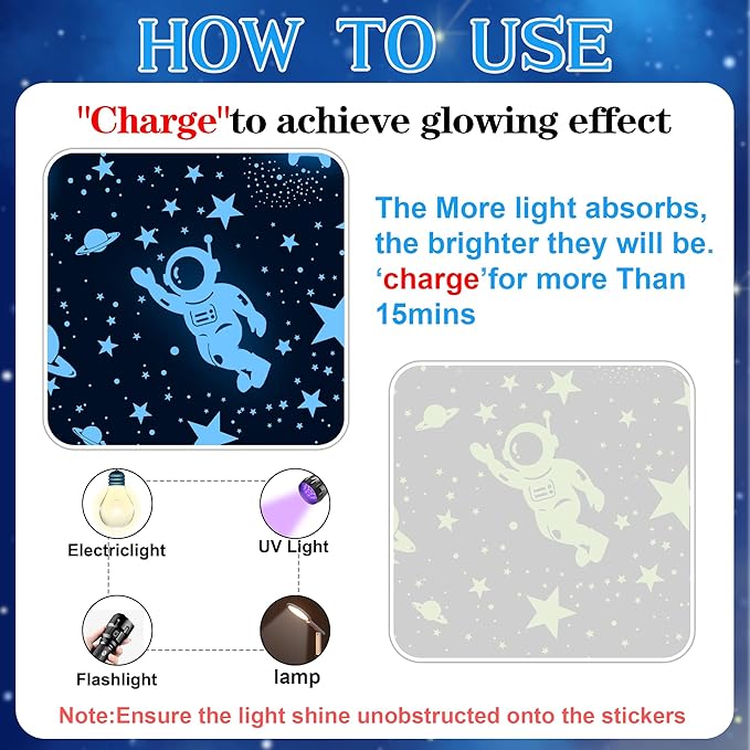 530 Glow in The Dark Stars Ceiling Stars Glow in The Dark Glow Moon and Space Wall Decals Astronaut Universe Galaxy Planet Wall Stickers Glowing Wall Stickers Kid Boys Living Room Decor-Ruum Studio Home