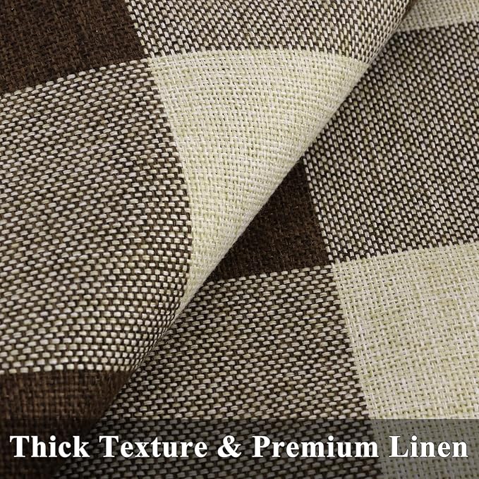 decorUhome Buffalo Plaid Check Throw Pillow Covers 20x20 Set of 2, Outdoor Decorative Farmhouse Neutral Pillow Covers with Stitched Edge for Bed Couch Sofa, Brown and Beige-Ruum Studio Home