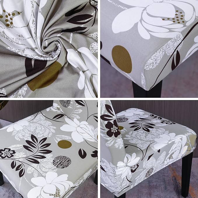 JQinHome Chair Covers for Dining Room Set of 6, High Stretch Removable Washable Parsons Chair Slipcover for Home Party Hotel Wedding Ceremony (Flower,6PCS)-Ruum Studio Home