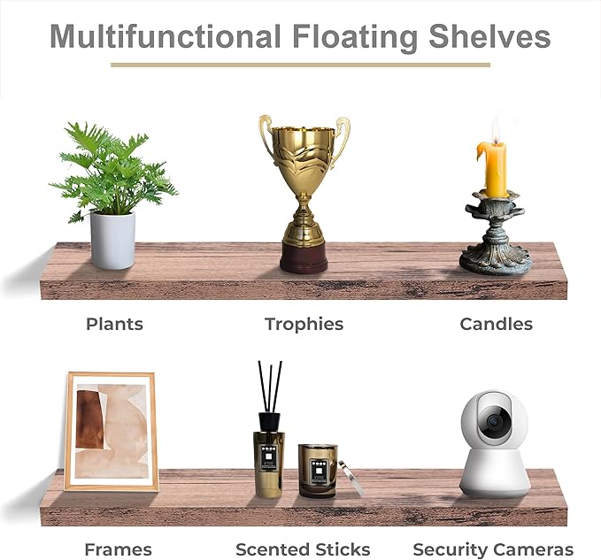 Sorbus Floating Shelves for Wall - 35 Inch Long Bathroom Shelves, Wall Decor for Bedroom, Kitchen, Living Room & Book Storage - Mounted Floating Shelf with Invisible Brackets (Mahogany, 3 Pack)-Ruum Studio Home