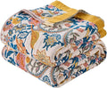 Boho Throw Blanket for Bed Couch 100% Cotton Woven Bed Throws for Summer, Lightweight and Soft Cozy Farmhouse Reversible Muslin Decorative Blanket for Travel Picnic, Teal/Cream, 80"x90"-Ruum Studio Home