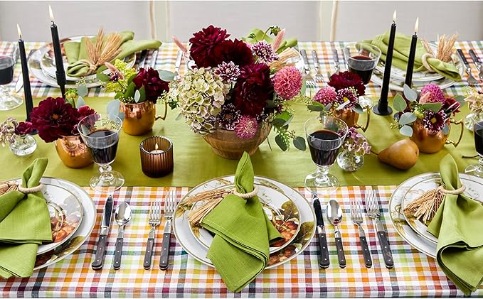 Solino Home Linen Avocado Green Table Runner 108 Inches Long - 100% Pure Linen 14 x 108 Inch Table Runner for Dining, Fall, Autumn, Thanksgiving - Fete-Ruum Studio Home