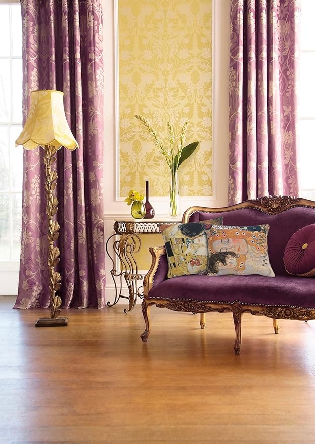 C Charlotte Home Furnishings Inc Kiss II Belgian Cushion Cover | Pure Cotton Decorative Cushion Case | Cushion Cover for Indoor Use | 17x17 Inch Cushion Cover for Living Room I by Gustav Klimt-Ruum Studio Home