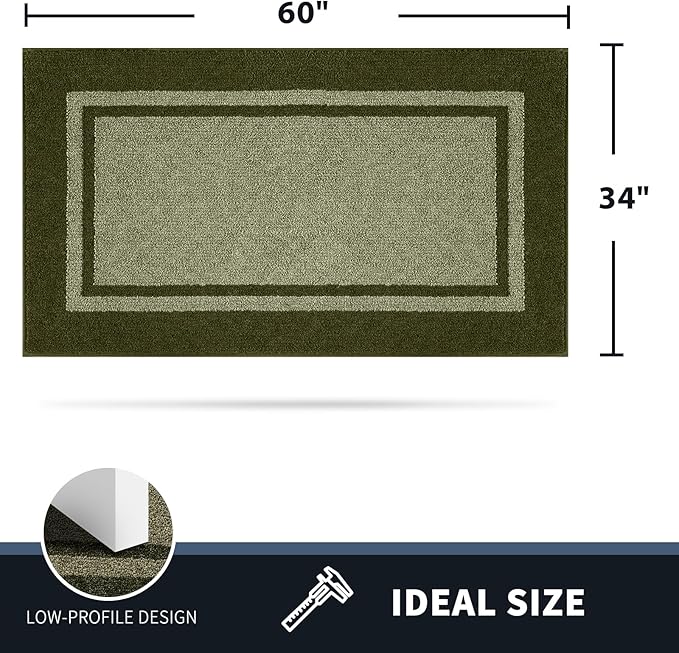 PURRUGS Dirt Trapping Door Mat 34" x 60", Non-Slip/Skid Machine Washable Entryway Rug, Shoes Scraper, Area Rug, Super Absorbent Welcome Mat for Muddy Wet Shoes and Paws, Budding Green & Sage Green-Ruum Studio Home