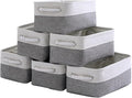 TheWarmHome Small Storage Baskets for Organizing,Storage Baskets for Shelves,Small Fabric Storage Bins W/Handles For Closet Nursery Toy Decorative Foldable (White&Grey, 11.8L*7.9W*5.2H-6 Pack)-Ruum Studio Home