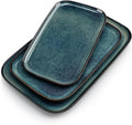 vancasso Stern Serving Platters Set of 3, 15/13/ 11 Inches Rectangular Serving Plates, Green Serving Trays for Entertaining, Party-Ruum Studio Home