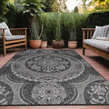 Medallion Outdoor Rug 10x14 Washable Outside Carpet for Indoor Patio Porch Waterproof Easy Cleaning Non Shedding Area Rugs Dark Gray 10 x 14-Ruum Studio Home