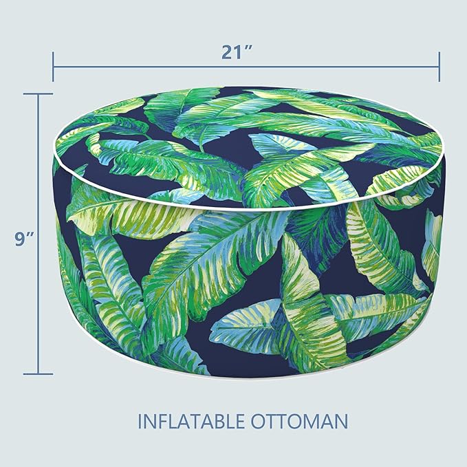 LVTXIII Inflatable Stool Ottoman Footrest with Handle, All Weather Foot Rest, Indoor or Outdoor Use for Home Patio Garden and Camping, D21 x H9, Hanalei Lagoon-Ruum Studio Home