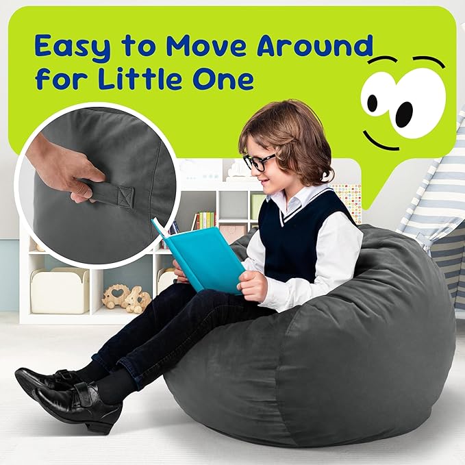 Hobestluk Bean Bag Chairs 2.5FT Bean Bag Chair with Memory Foam Filled & Machine Washable Cover,Beanbag Chair, Small Bean Bag Chairs for Playroom, Living Room, Bedroom-Ruum Studio Home