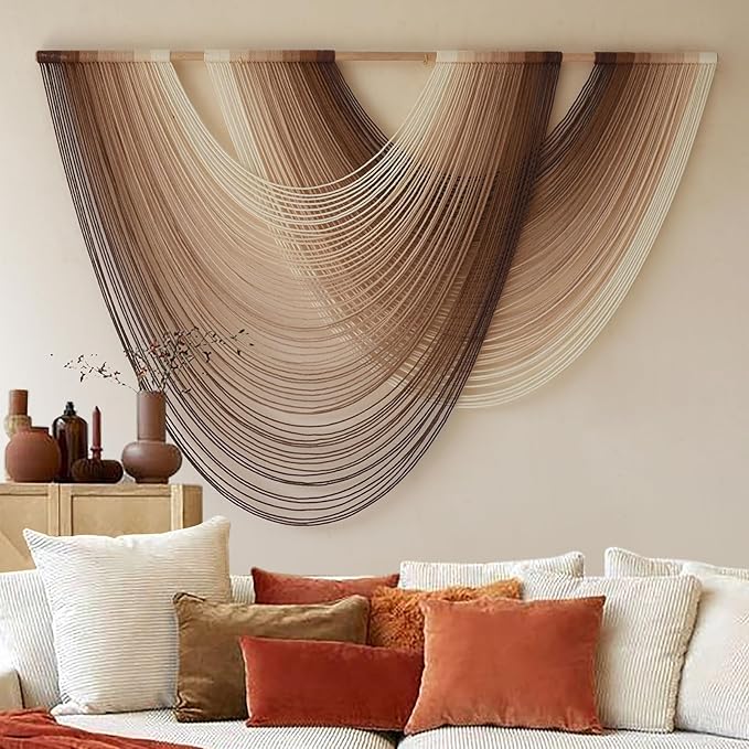 Macrame Wall Hanging Dip-Dye Boho Home Decor Fiber Wall Art Craftsmanship Bedroom Livingroom 57" W x 39" L-Ruum Studio Home