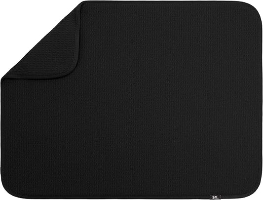 S&T INC. Dish Drying Mat XL, 18” x 24”, Absorbent Microfiber Kitchen Counter Mat, Dish Drying Pad for Dishes, Utensils, Pots and Pans, Extra Large, Black-Ruum Studio Home