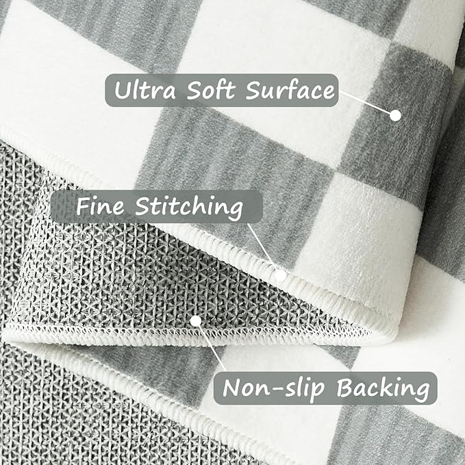 jinchan 6x9 Checkered Area Rugs for Kids Room - Machine Washable Soft Rug Modern Geometric Lattice Non-Slip Carpet for Nursery Playroom Classroom Living Room Bedroom Dining Room Home Office Grey-Ruum Studio Home