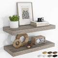 RICHFOCUS 24Inch Floating Shelves for Wall 2 Pack Shelves for Bedroom|Kitchen|Bathroom Wall Mounted Rustic Wood Floating Shelf with Invisible Brackets for Books|Storage|Decor, Grey-Ruum Studio Home