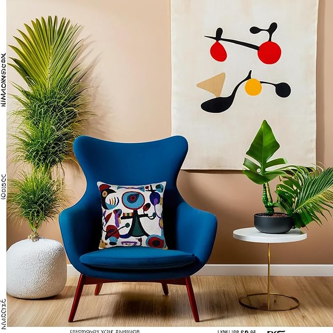 Picasso Inspired Decorative Pillow Cover Hand Embroidered Abstract Toss Pillows Farmhouse Chair Cushion Contemporary Pillowsham Mid-Century Chair Cushions Wool Size 18x18-Ruum Studio Home