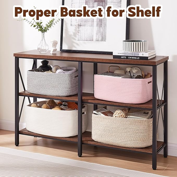 OIAHOMY Storage Basket for Shelves, Closet Cube Storage Bins Baskets for Clothes Blanket Towels, Baby Nursery, Toy Baskets Box, Woven Rope Basket, 17.72*12.99*7.87 IN, 2 Packs Brown-Ruum Studio Home