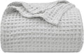 PHF Ultra Soft Waffle Weave Blanket Queen Size 90"x 90"- Washed Lightweight Breathable Cozy Woven Blanket for Bed - Aesthetic Decor for Couch Bedding Sofa Home Car - Light Grey-Ruum Studio Home