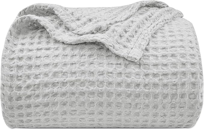 PHF Ultra Soft Waffle Weave Blanket Twin Size 66"x 90"- Washed Lightweight Breathable Cozy Woven Blanket for Bed - Aesthetic Decor for Couch Bedding Sofa Home Car - Light Grey-Ruum Studio Home