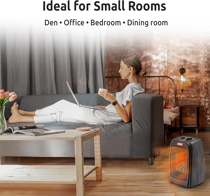 Electric Ceramic Portable Space Heater with Thermostat and Fan, Built-in Overheat Sensor, and Safety Tip-Over Switch, ST-MTPTC113-Ruum Studio Home