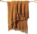 lifein Throw Blanket for Couch, Soft Boho Decor Bed Throw,Cozy Brown Knitted Chenille Small Farmhouse Lightweight Throw for Spring(Golden Brown,60 * 80")-Ruum Studio Home