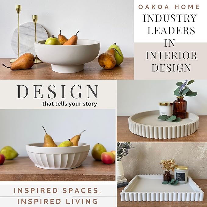 OAKOA Decorative Fruit Bowl for Kitchen Counter - Large Decorative Bowl for Home Decor - Concrete Decor Bowl for Keys Entryway Table - Modern Centerpiece Coffee Table Bowl-Ruum Studio Home