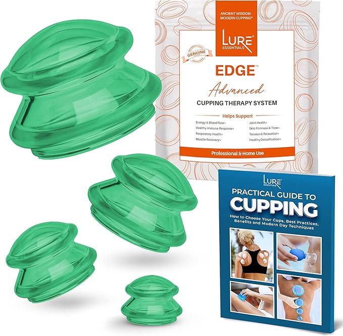 Silicone Cupping Therapy Set Professional Massage Cupping Cups for Cupping Therapy 4 Cup Kit for Massage, Myofascial Release, Cellulite Reduction (Lure Green)-Ruum Studio Home