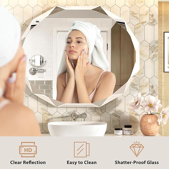 Bathroom Mirrors for Over Sink, Round Frameless Mirrors for Wall, 30x36 Inch Beveled Bathroom Mirror, Bathroom Vanity Circle Mirror for Bedroom Living Room Entryway Home Decor-Ruum Studio Home