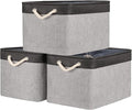 TheWarmHome Organization and Storage Basket for Shelves - 20x16x14 inch Jumbo 3 Pack Collapsible Storage Bins for Organizing, Fabric Storage Cubes for Organizer Gift Toy Closet (Black & Grey)-Ruum Studio Home