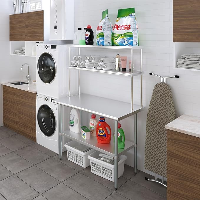 AmGood Double OverShelf Stainless Steel NSF - Many (48" Long x 12" Deep)-Ruum Studio Home