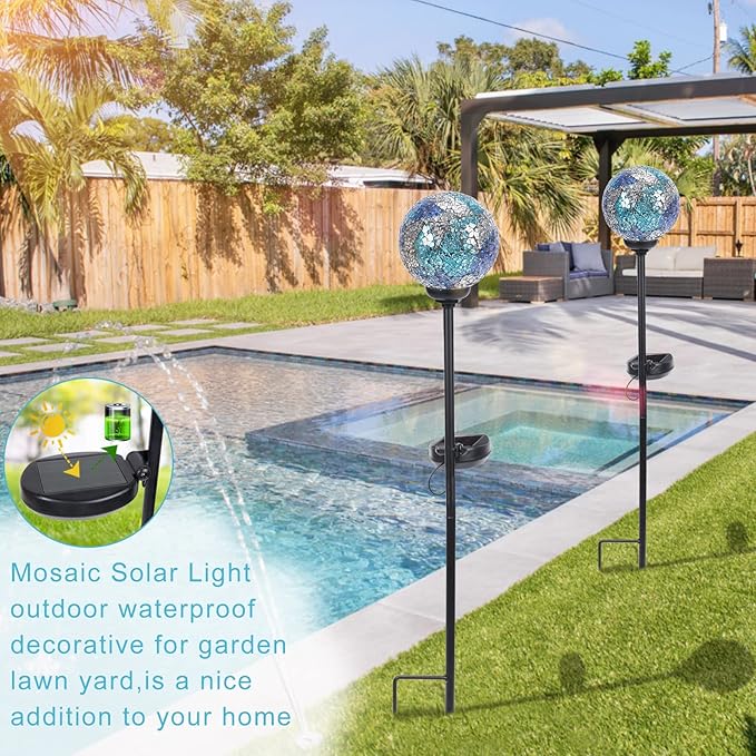VCUTEKA Mosaic Solar Light, Solar Garden Decorative Lights Outdoor Waterproof LED Pathway Stake Light for Landscape Patio Yard Deck Walkway Decoration, 2 Pack-Ruum Studio Home