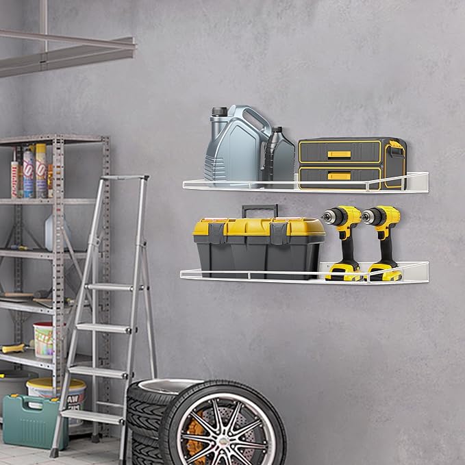 RedCall Heavy-Duty Wall Shelf, 2 Pack Garage Shelf, 23.5" x 12" Large Wall Mounted Shelves for Garage, Laundry Room, Closet, Holds Up to 75 Lbs-Ruum Studio Home
