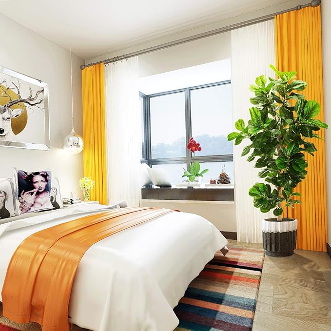 6ft Artificial Fiddle Leaf Fig Tree (72in) with Plastic Nursery Pot Faux Tree, Ficus Lyrata Fake Plant for Office House Farmhouse Living Room Home Decor (Indoor/Outdoor)-Ruum Studio Home