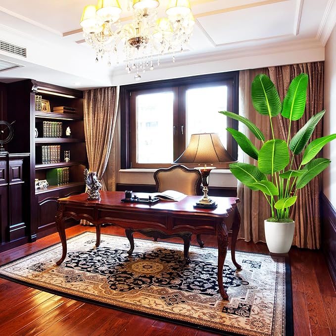 5.5ft Artificial Silk Bird of Paradise Palm Tree (65in) with 12 Trunks Faux Tree and Plastic Nursery Pot, Fake Plant for Office House Farmhouse Living Room Home Decor (Indoor/Outdoor)-Ruum Studio Home