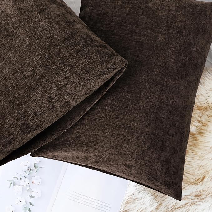 CaliTime Throw Pillow Covers Decorative 20 X 26 Inches Pack of 2 Cozy Chenille Standard Pillow Shams Cases for Couch Sofa Bed Living Room Home Coffee-Ruum Studio Home