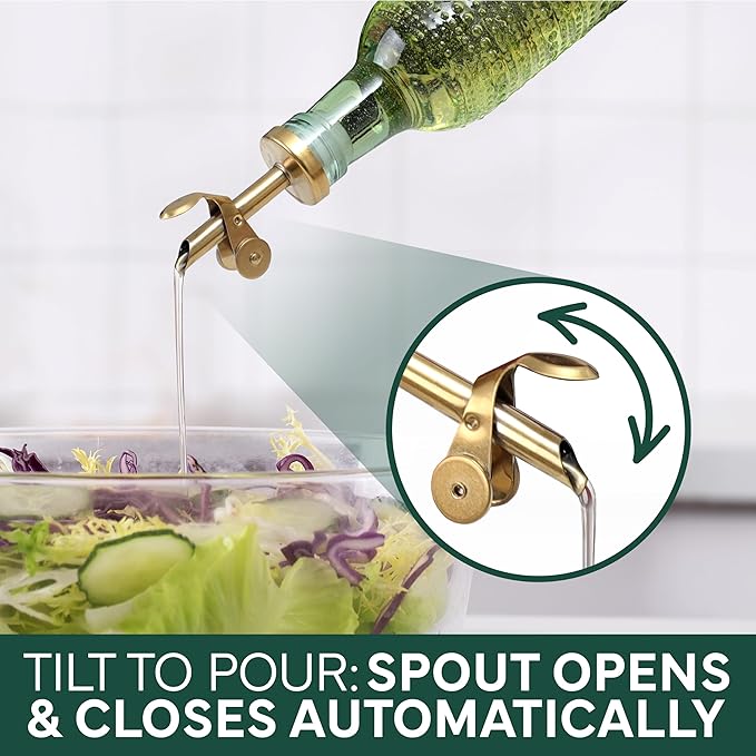 COOK WITH COLOR Glass Olive Oil Bottle Dispenser - 2 Pack- 17oz Oil and Vinegar Cruet - Olive Oil Carafe Decanter for Kitchen-Ruum Studio Home
