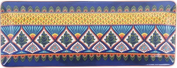 Bico Havana Ceramic 14 inch Rectangular Serving Platter, Set of 2, for Serving Salad, Pasta, Cheese, Ham, Appetizer, Microwave & Dishwasher Safe-Ruum Studio Home